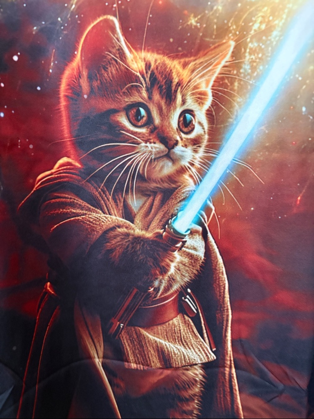 Galaxy Cat Lightsaber T-Shirt - Brown/Multicolor - Picture 7 of 9